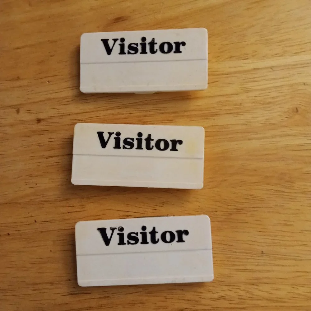 Visitor Badge Plastic Name Tag - Vintage Reusable Lot of 3